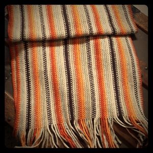 Wool fall scarf orange brown beige rust cream